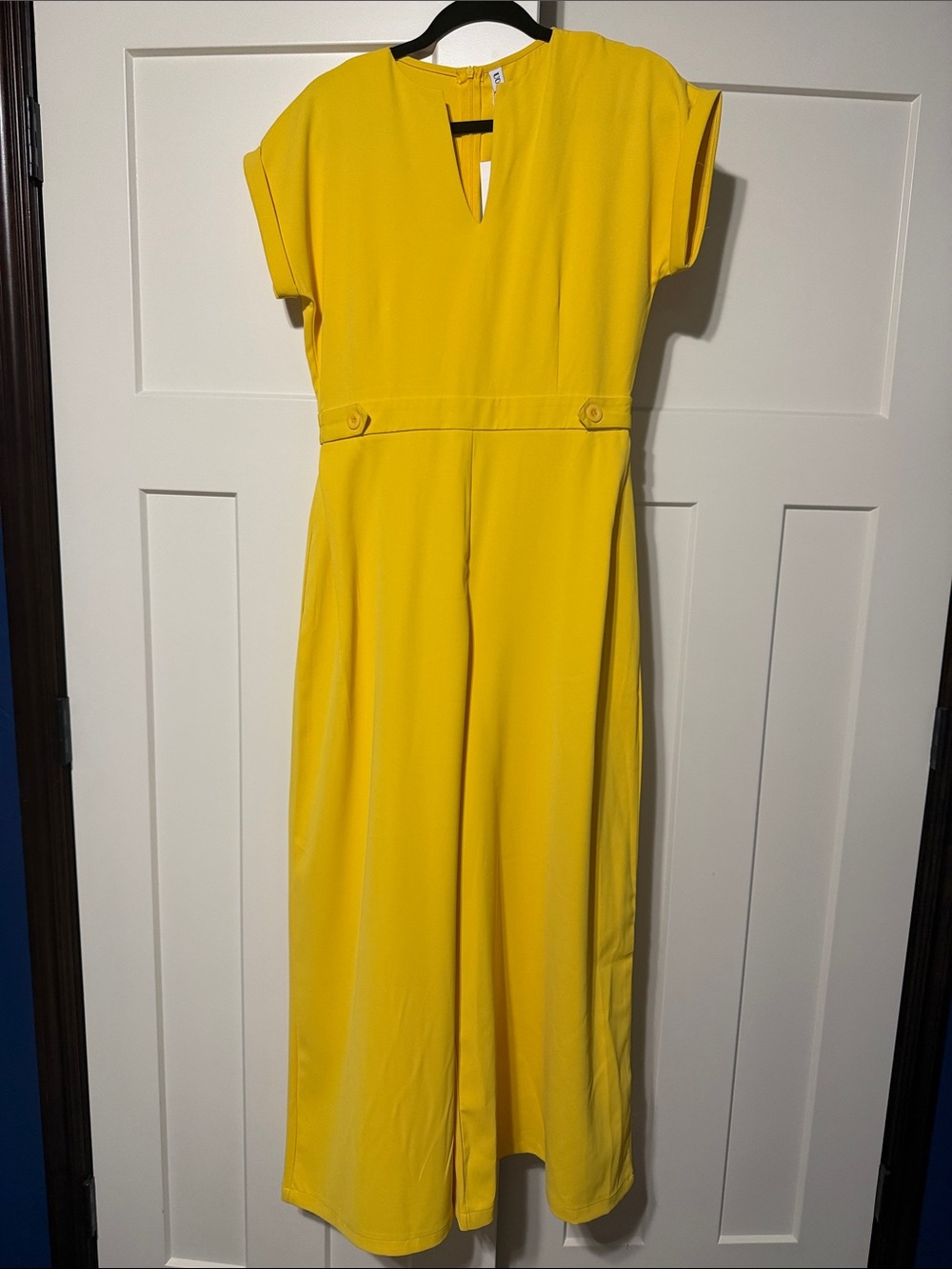 UOOZE Sunny Yellow Short-Sleeve Wide-Leg Jumpsuit. size small. NWT